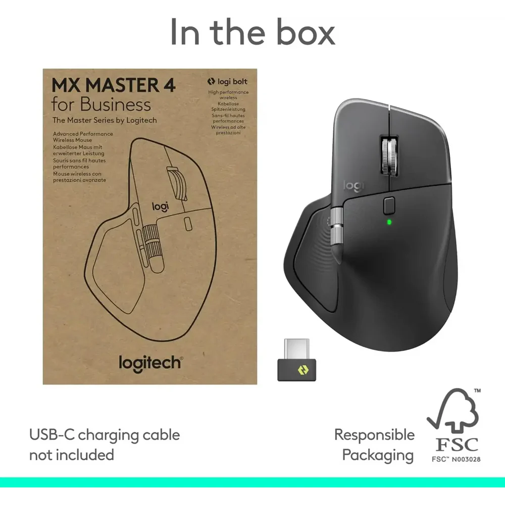 Logitech MX Master 4 for Business Wireless and Bluetooth Mouse Rechargeable