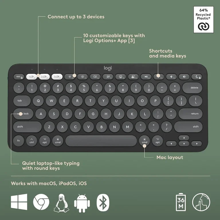 Logitech Pebble 2 Combo Wireless and Bluetooth Mouse and Keyboard