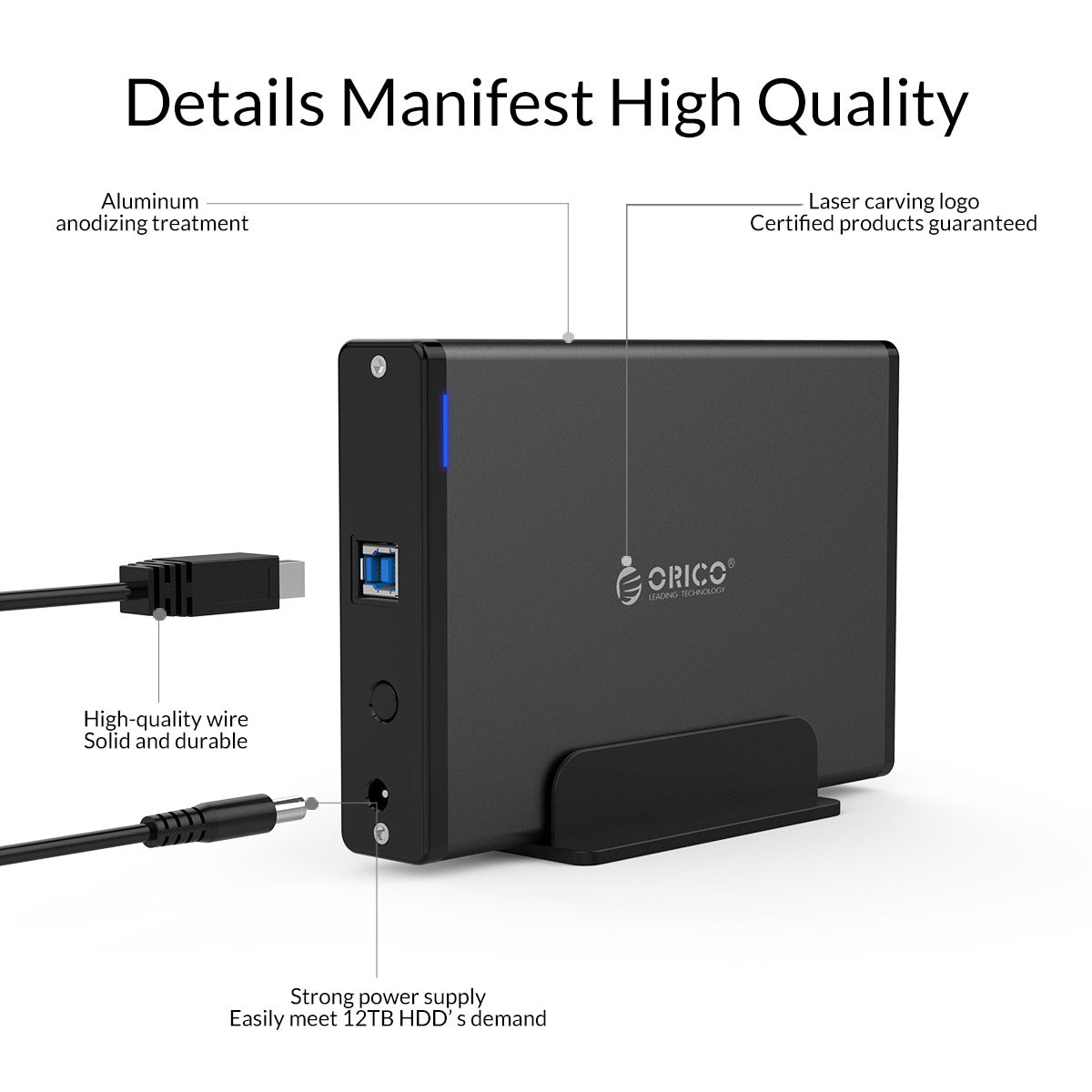 ORICO 3.5 inch Aluminum External Hard Drive Enclosure 7688U3