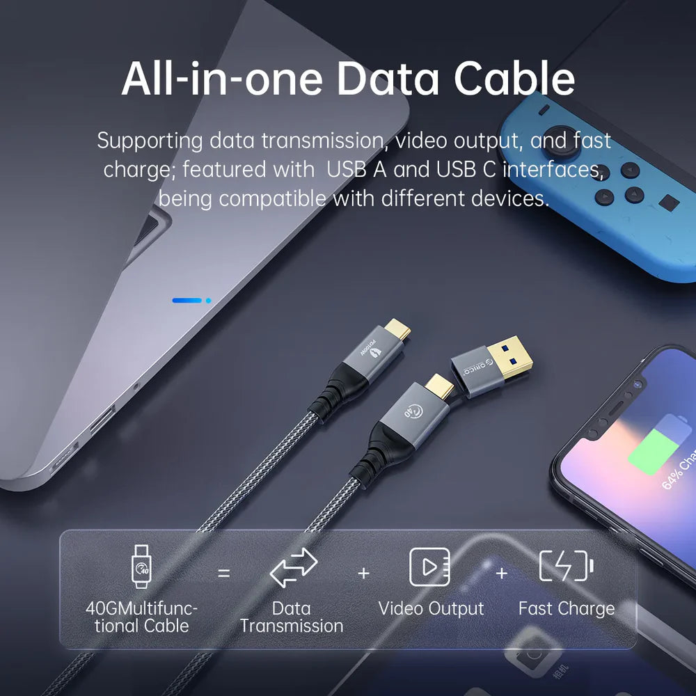ORICO ACC40-15 USB-C 2-in-1 40Gbps Data Cable
