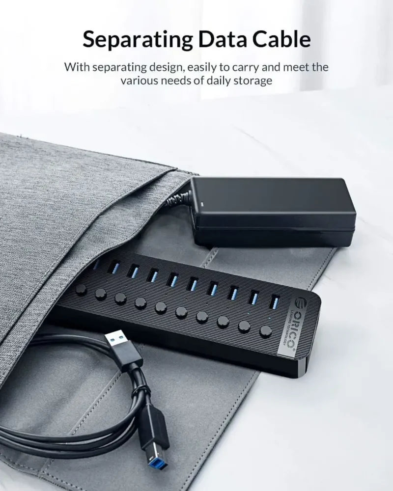 ORICO CT2U3-10AB 10-Port USB 3.0 Hub with Individual Switches