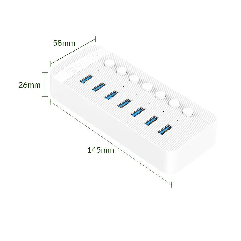 ORICO CT2U3-7AB 7-Port USB 3.0 Hub with Individual Switches