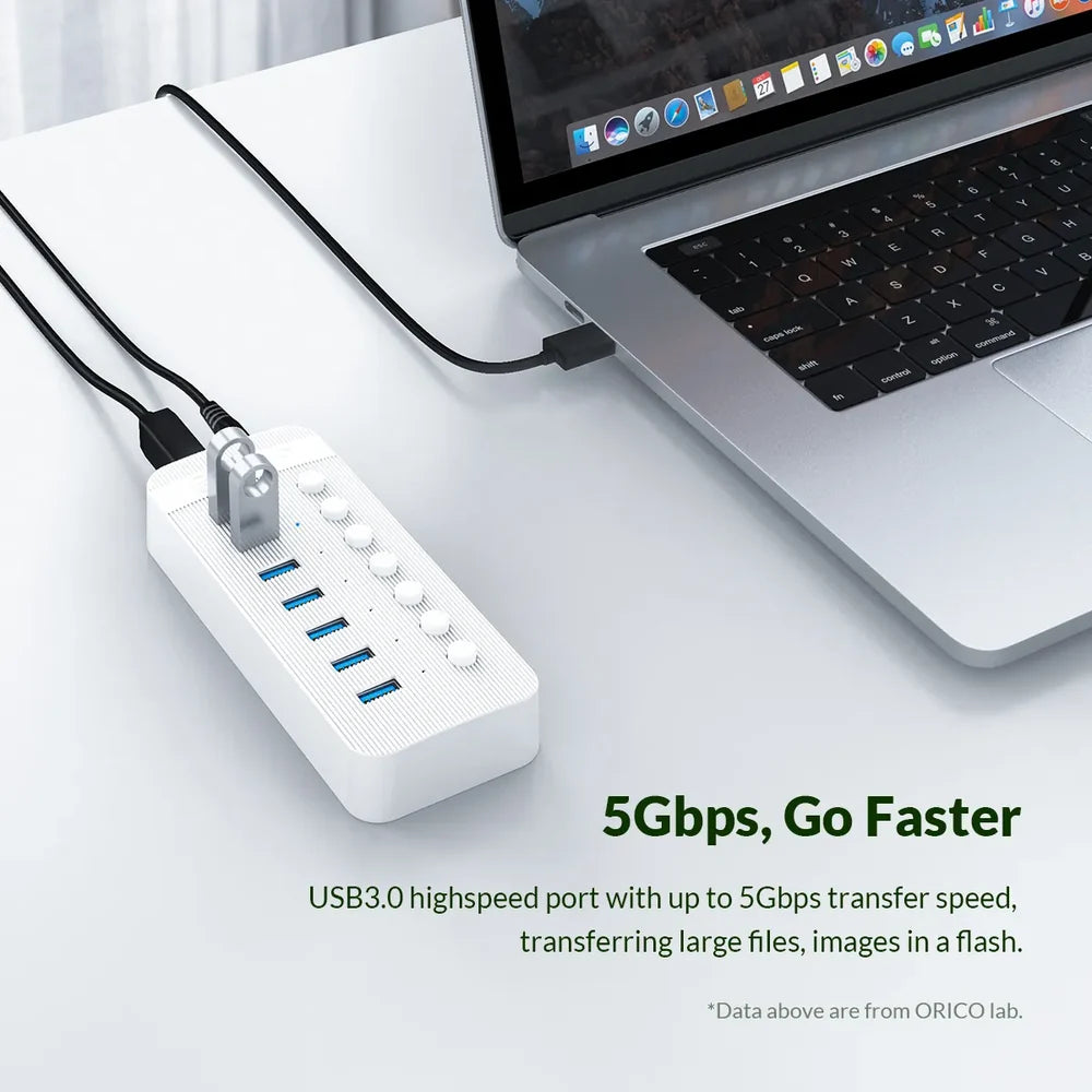 ORICO CT2U3-7AB 7-Port USB 3.0 Hub with Individual Switches