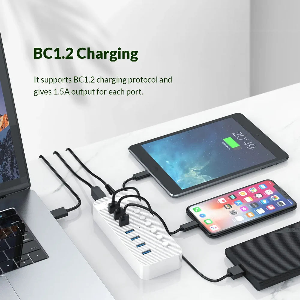 ORICO CT2U3-7AB 7-Port USB 3.0 Hub with Individual Switches