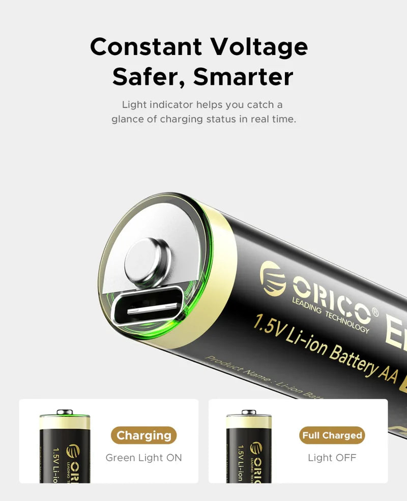 ORICO EG5C Ener-G 1.5V Li-ion AA Rechargeable Batteries 4-Pack