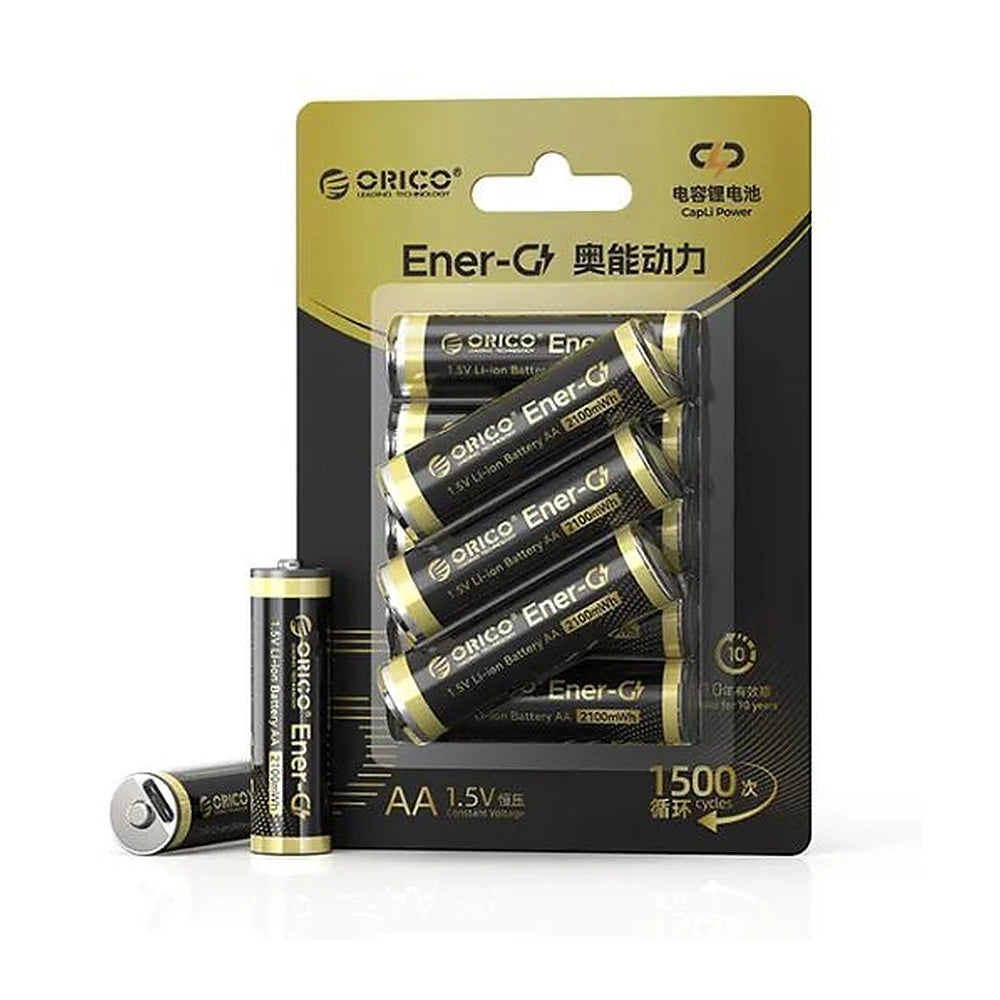 ORICO Ener-G EG5C 1.5V USB-C Rechargeable AA Batteries 8-Pack No Cable