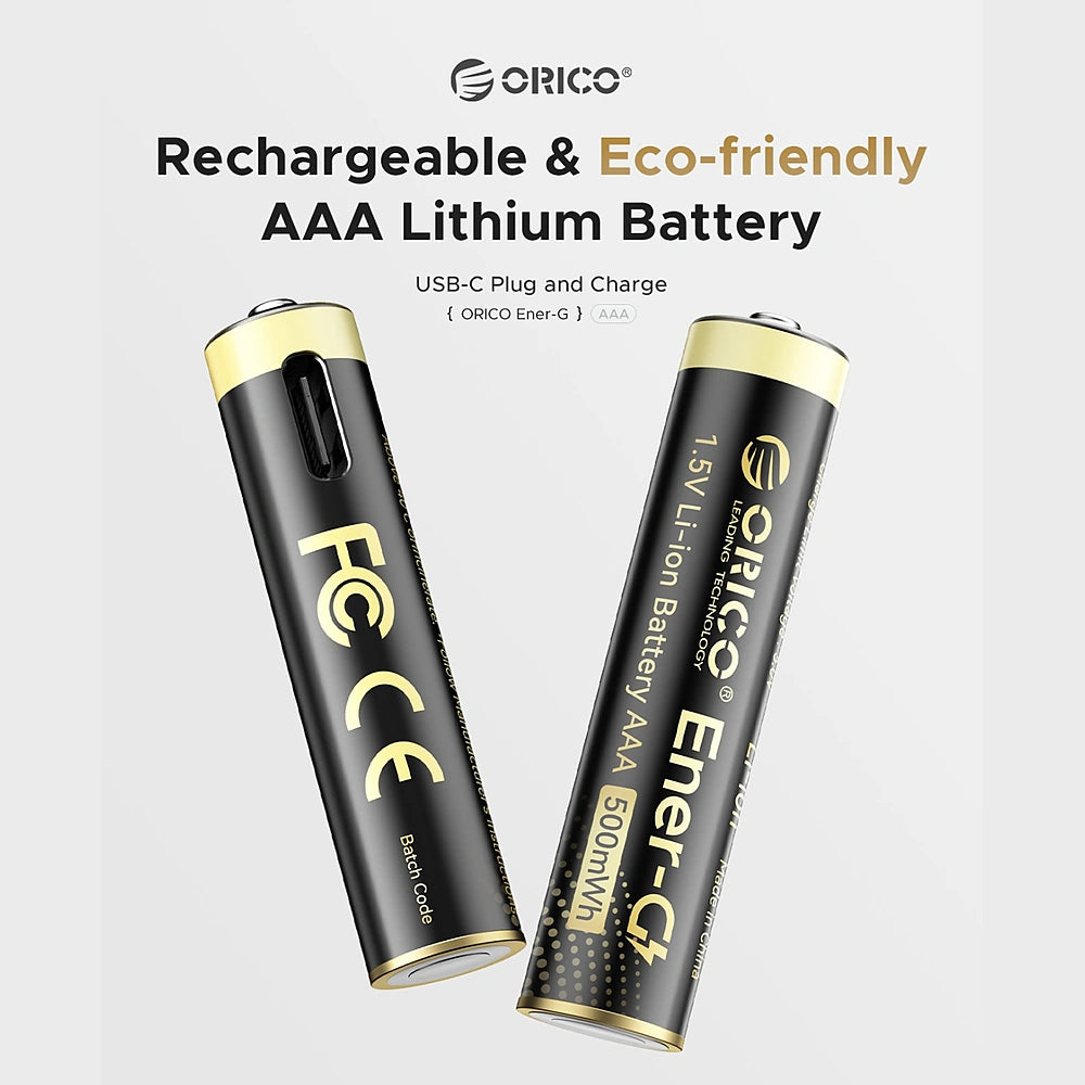 ORICO Ener-G EG7C 1.5V USB-C Rechargeable AAA Batteries 2-Pack