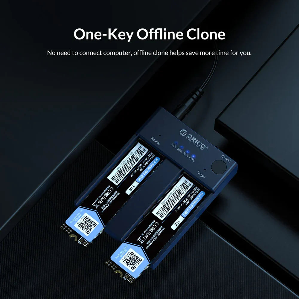 ORICO M2P2-C3-C Dual-Bay M.2 NVMe SSD Duplicator with Offline Clone