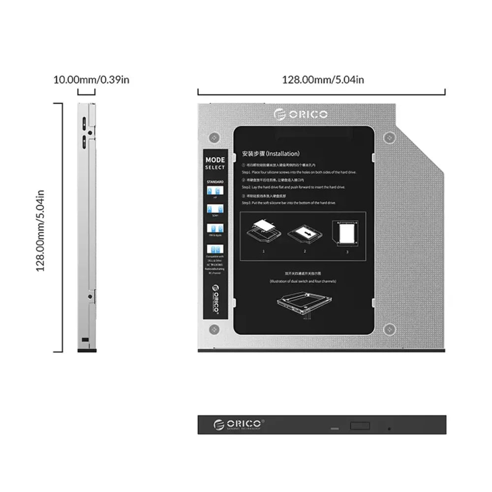ORICO M95SS 9.5mm SATA HDD/SSD Caddy for Laptop Optical Bay