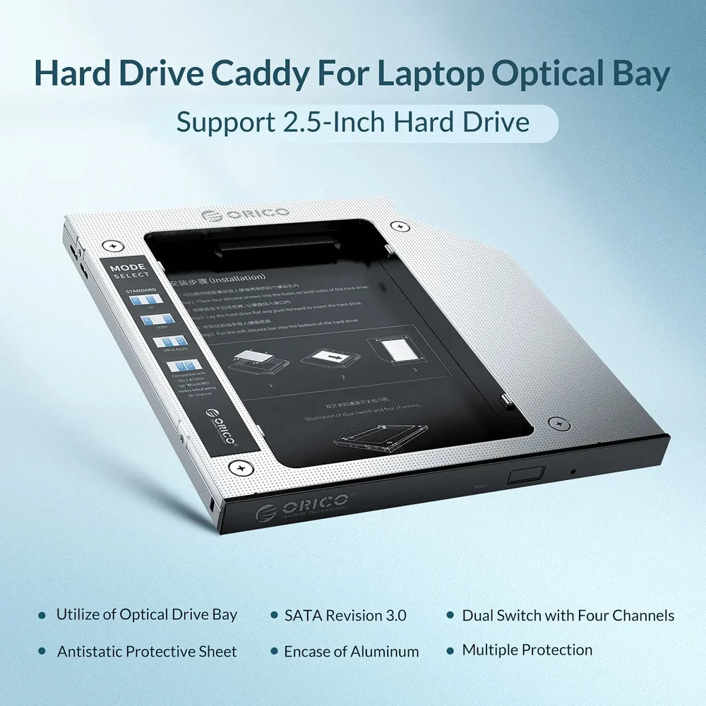ORICO M95SS 9.5mm SATA HDD/SSD Caddy for Laptop Optical Bay