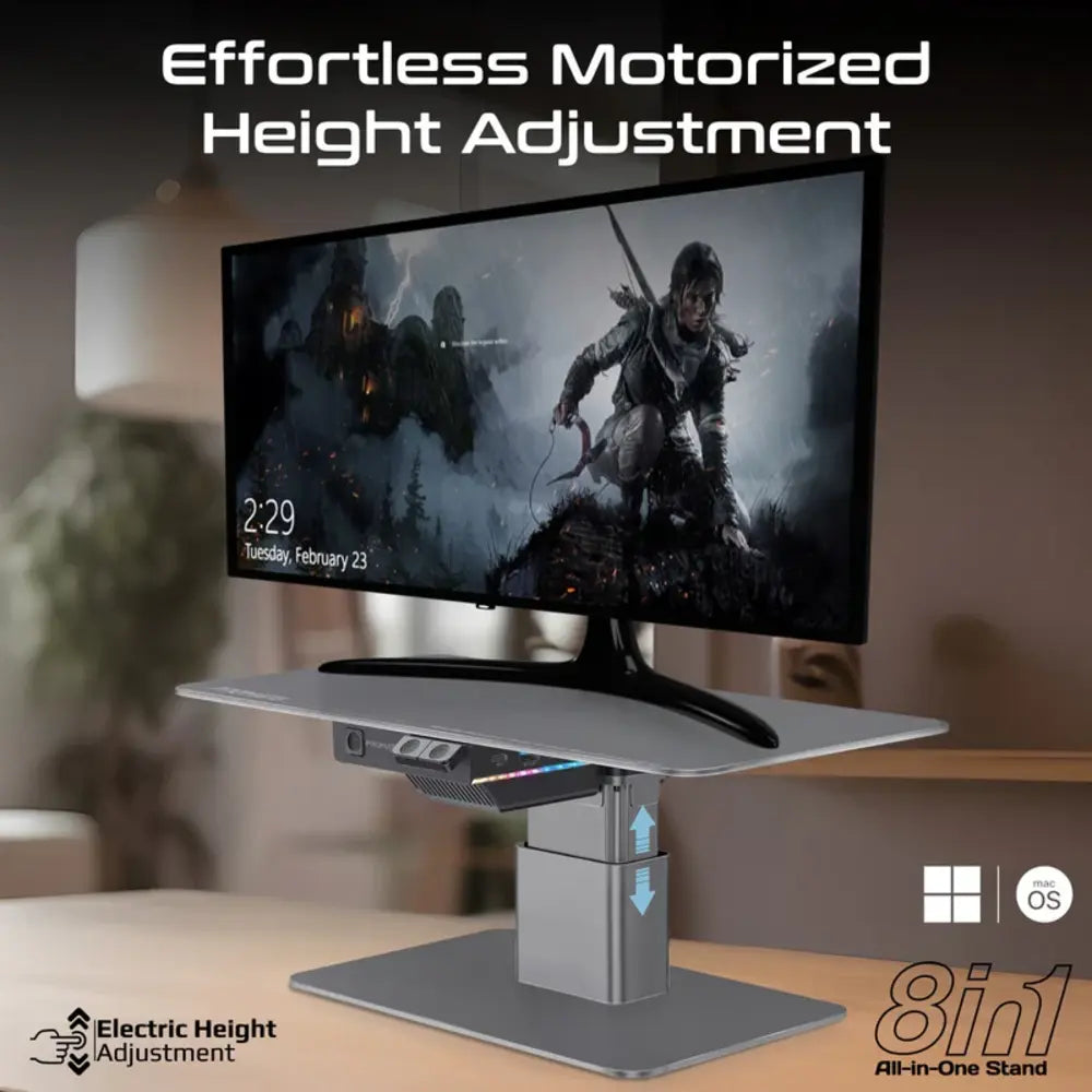 Promate Raizer Motorized Monitor & Laptop Stand with USB Hub