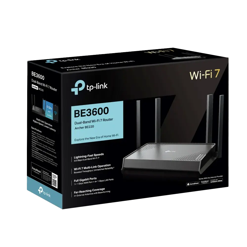 TP-Link Archer BE220 BE3600 Dual-Band Wi-Fi 7 Router