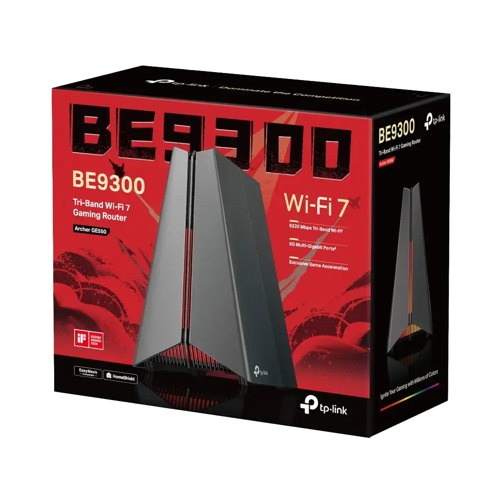 TP-Link Archer GE550 BE9300 Tri-Band Wi-Fi 7 Gaming Router with RGB