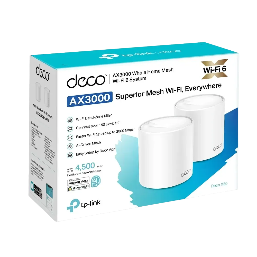 TP-Link Deco X50 AX3000 Whole Home Mesh Wi-Fi 6 System 2-Pack