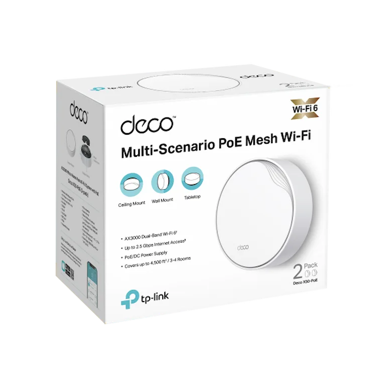 TP-Link Deco X50-PoE AX3000 Whole Home Mesh WiFi 6 System with PoE (2-Pack)
