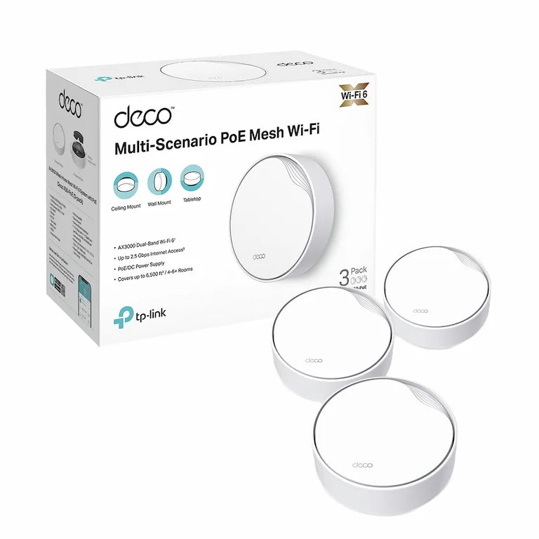 TP-Link Deco X50-PoE AX3000 Whole Home Mesh WiFi 6 System with PoE (3-Pack)