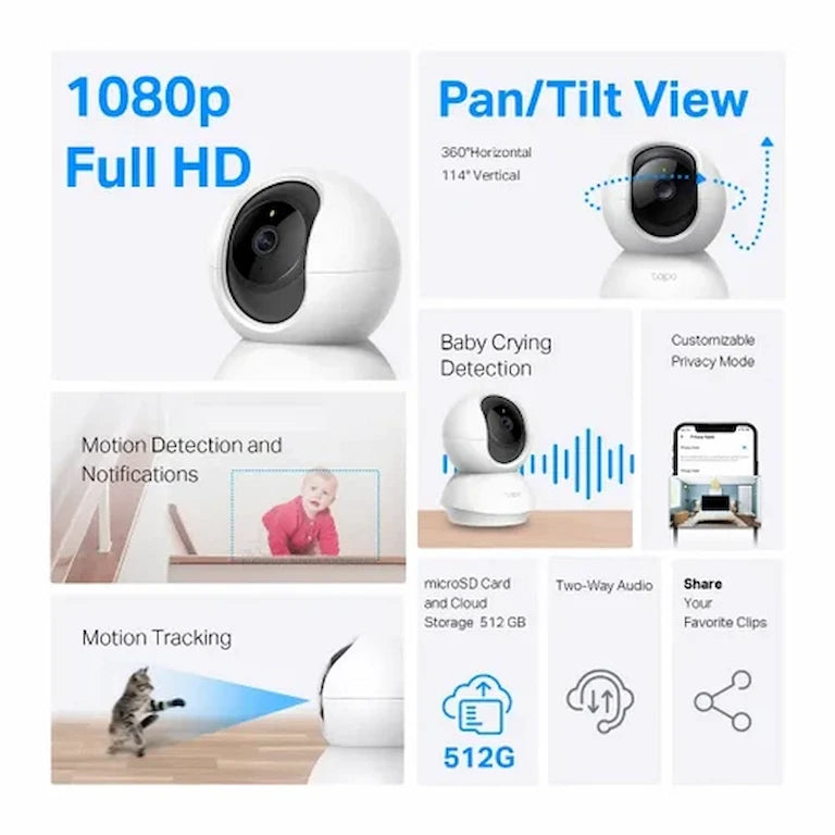 TP Link Tapo C200 Pan Tilt Home Security WiFi Camera