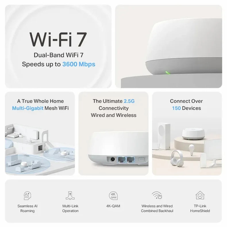 TP-Link Deco BE25 BE3600 Whole Home Mesh WiFi 7 System (2-Pack)