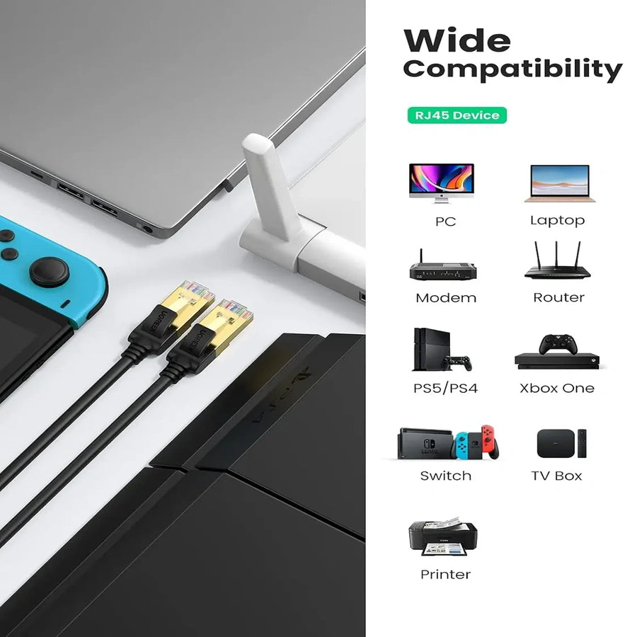 UGREEN Cat7 cable compatible with router and PC setup