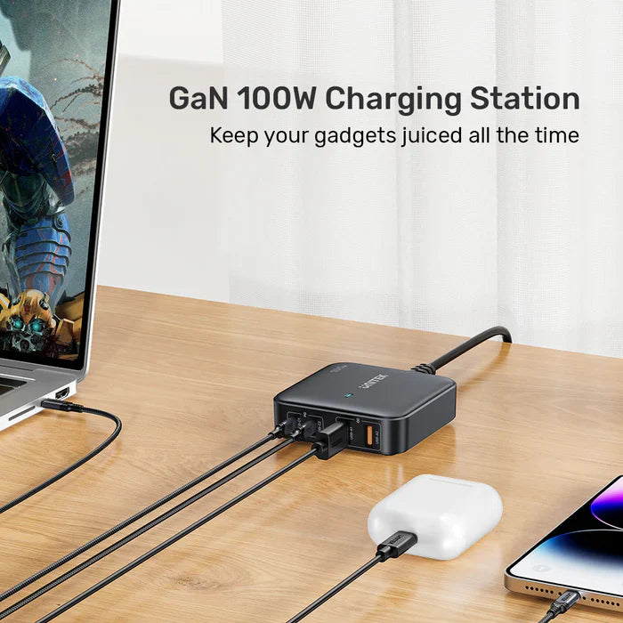 UNITEK 100W GaN Desktop Charger 4-Port Fast Charging Station