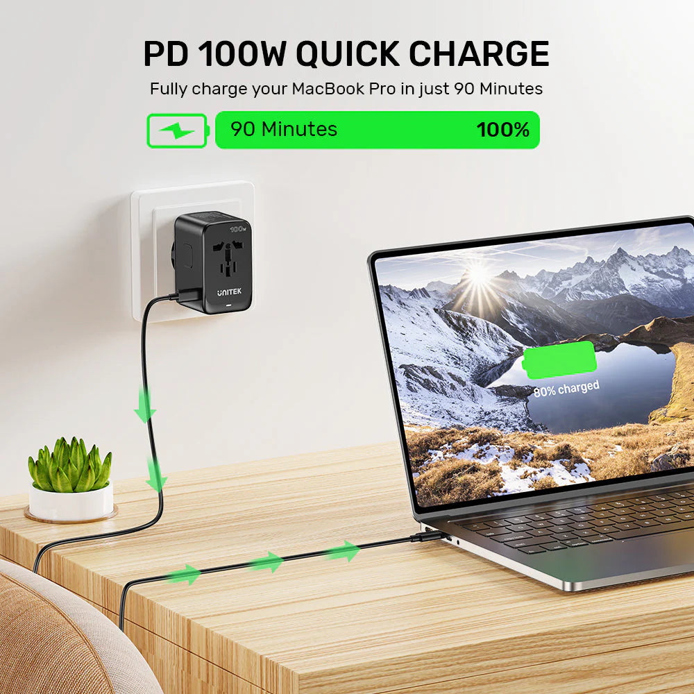 UNITEK GaN 100W Universal Travel Adapter