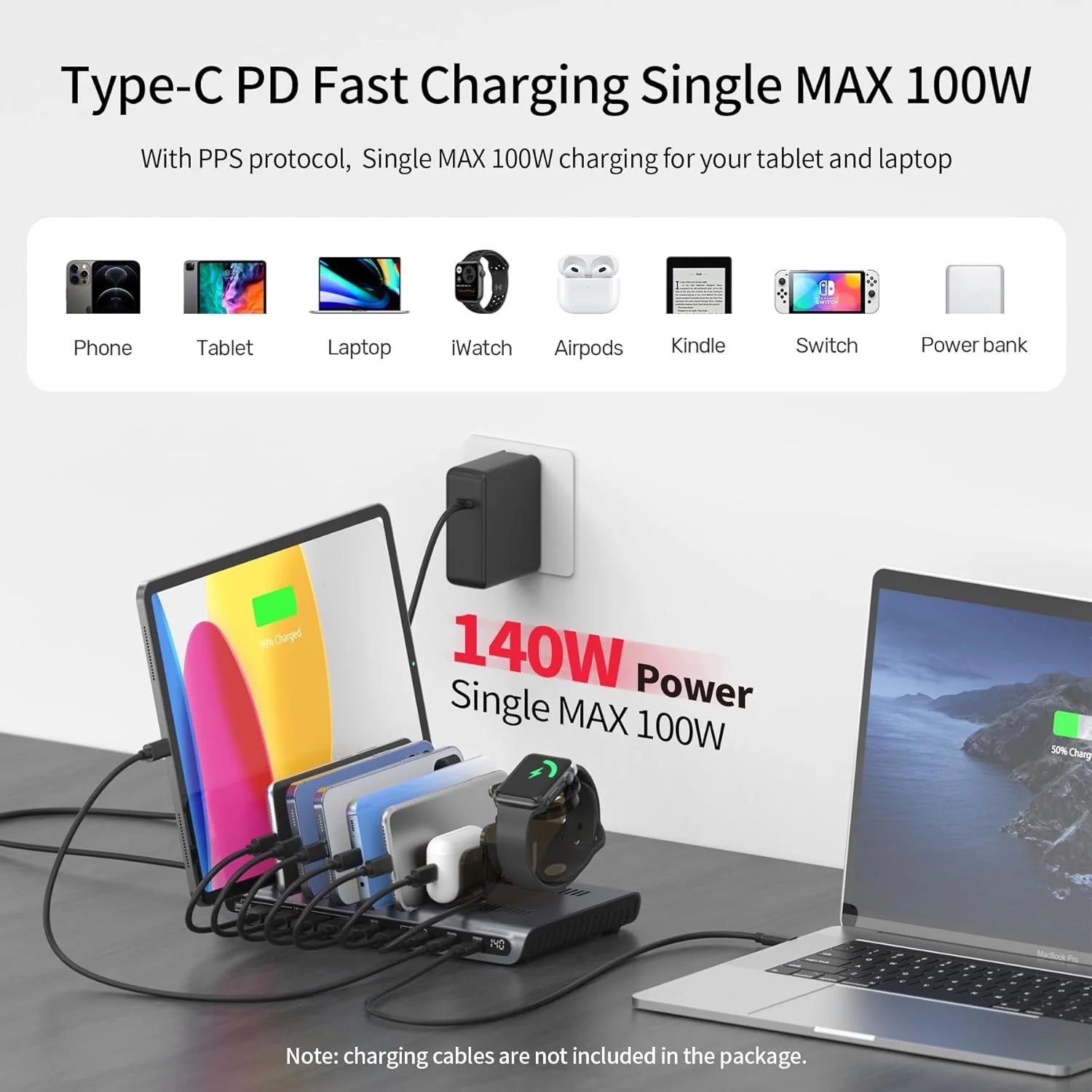 UNITEK 140W USB-C Charging Station for Multiple Devices