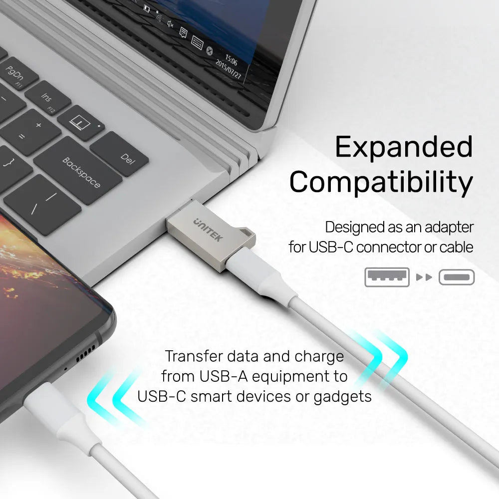 UNITEK A1034NI USB-A to USB-C Zinc Adapter