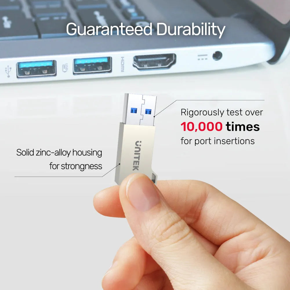 UNITEK A1034NI USB-A to USB-C Zinc Adapter