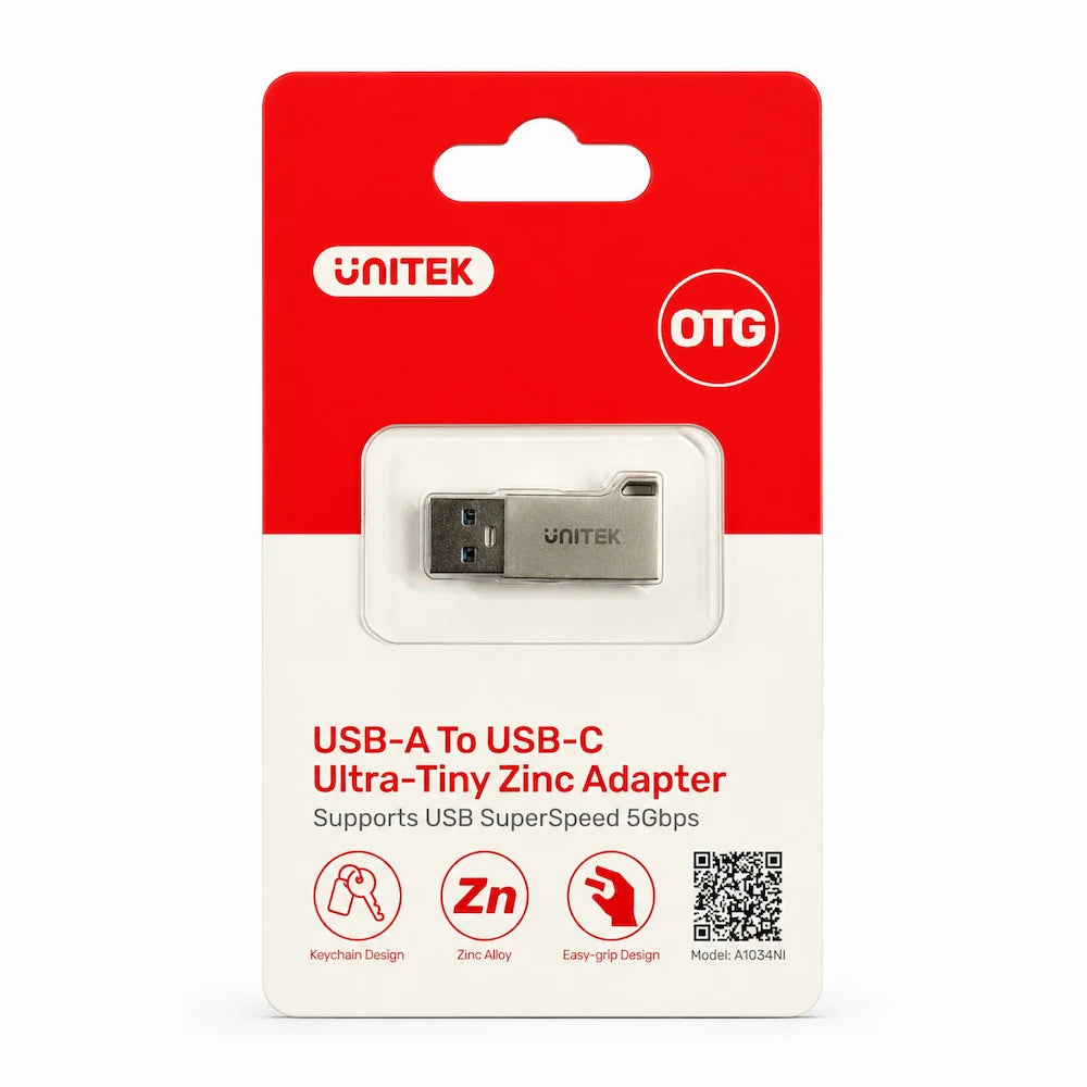 UNITEK A1034NI USB-A to USB-C Zinc Adapter