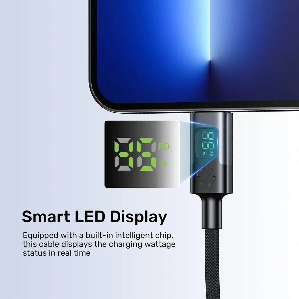 UNITEK C14158ABK PD 60W USB-C to USB-C Charging Cable with LED Display
