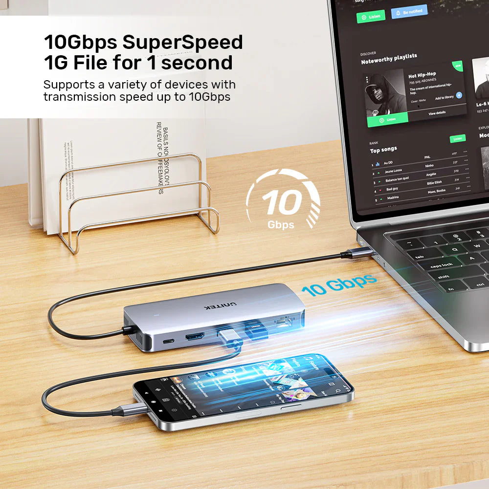 UNITEK D1120A01 6-in-1 USB-C Hub with M.2 SSD Enclosure