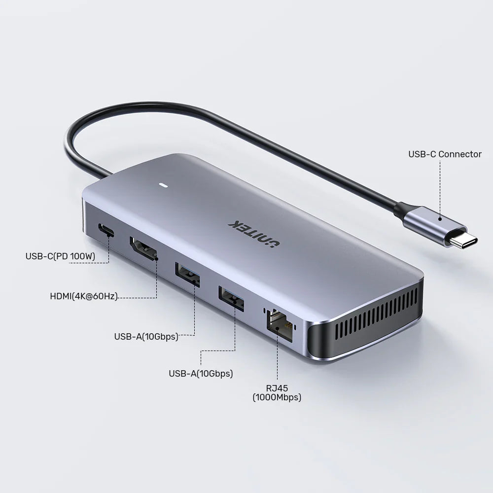 UNITEK D1120A01 6-in-1 USB-C Hub with M.2 SSD Enclosure