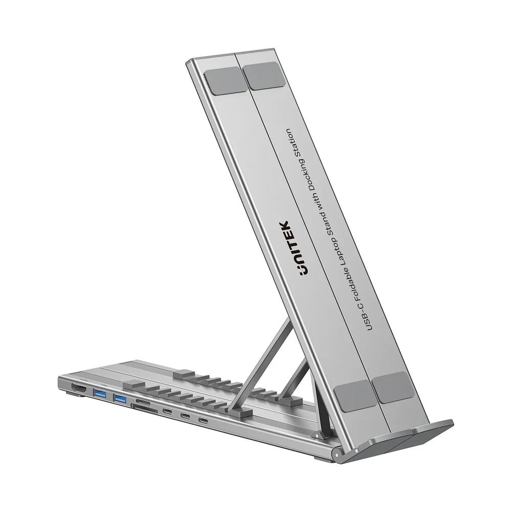 Unitek D1137AGY01 USB-C Foldable Laptop Stand with 7-in-1 Docking Station