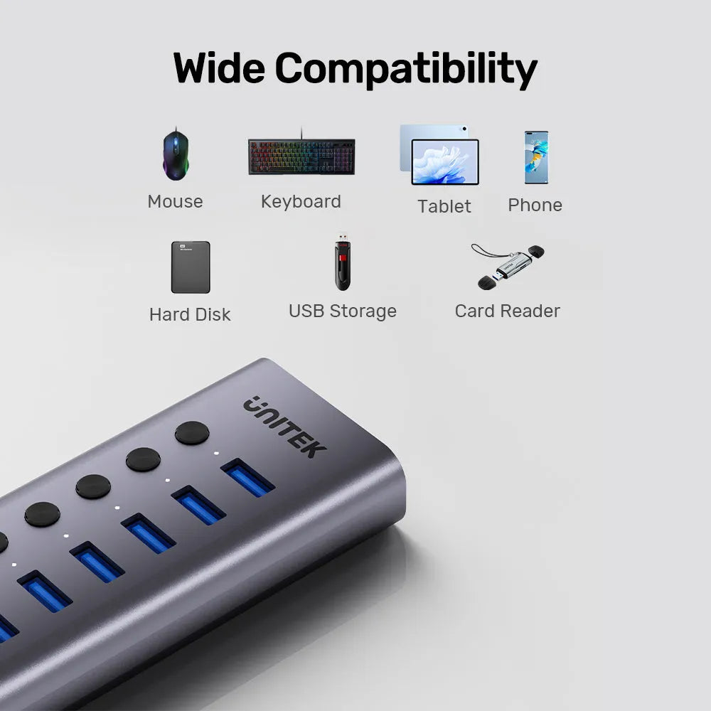 UNITEK H1314A01 7-in-1 Individual Switches USB Hub