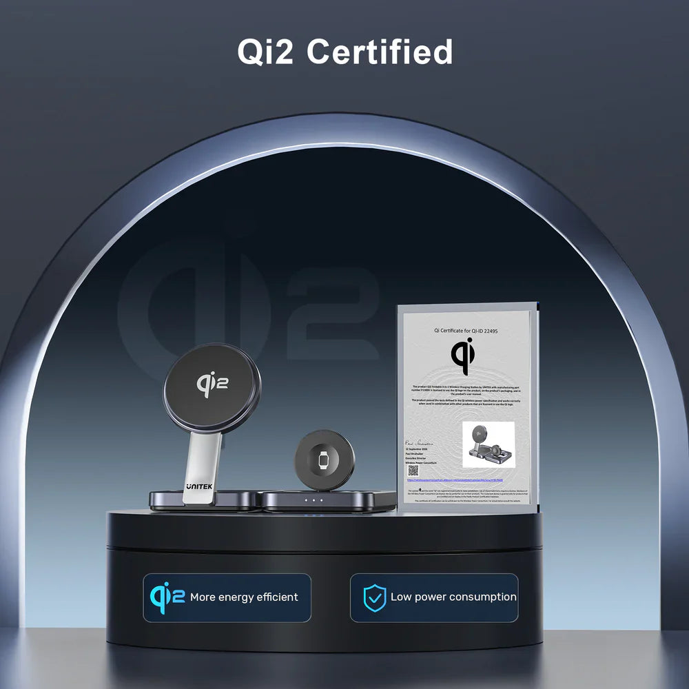 Unitek Qi2 Foldable 3-in-1 Wireless Charging Station