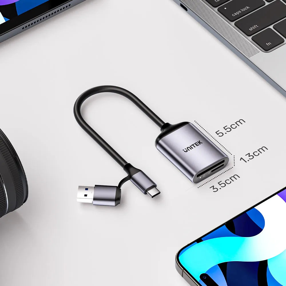 UNITEK R1018E01 2-in-1 USB-C/A SD4.0 Card Reader
