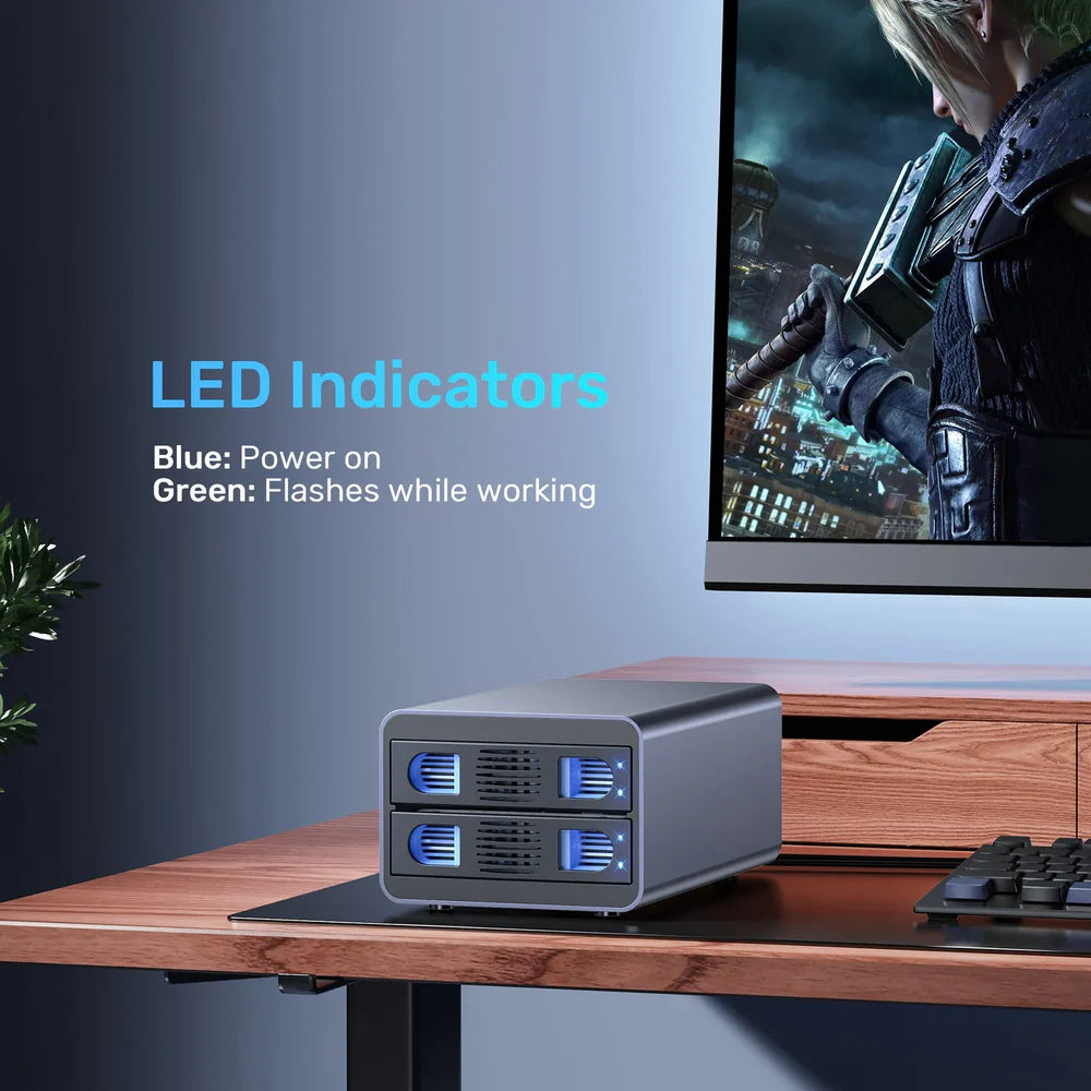 UNITEK S1308C 2-Bay USB-C RAID External Hard Drive Enclosure