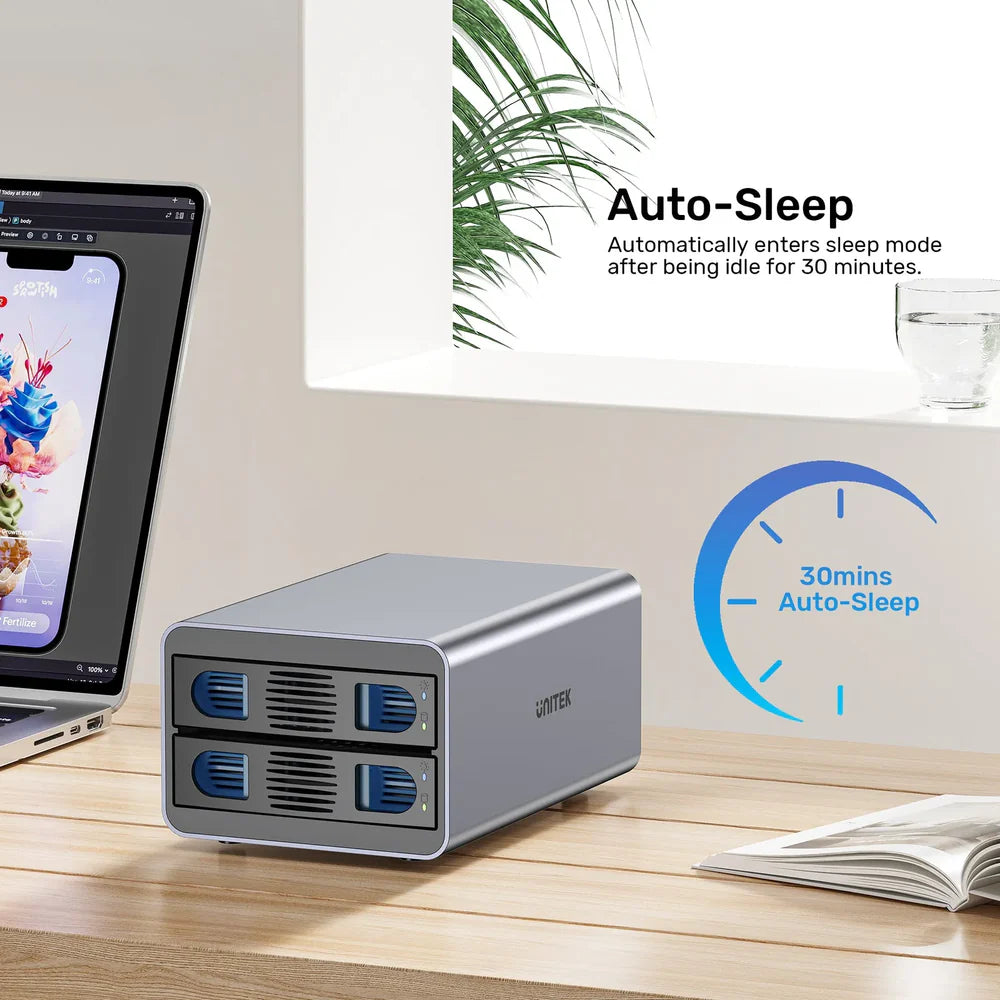 UNITEK S1308C 2-Bay USB-C RAID External Hard Drive Enclosure