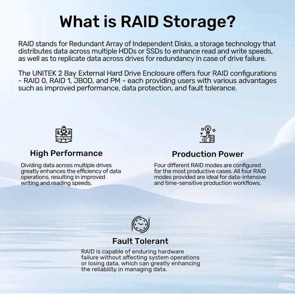 UNITEK S1308C 2-Bay USB-C RAID External Hard Drive Enclosure