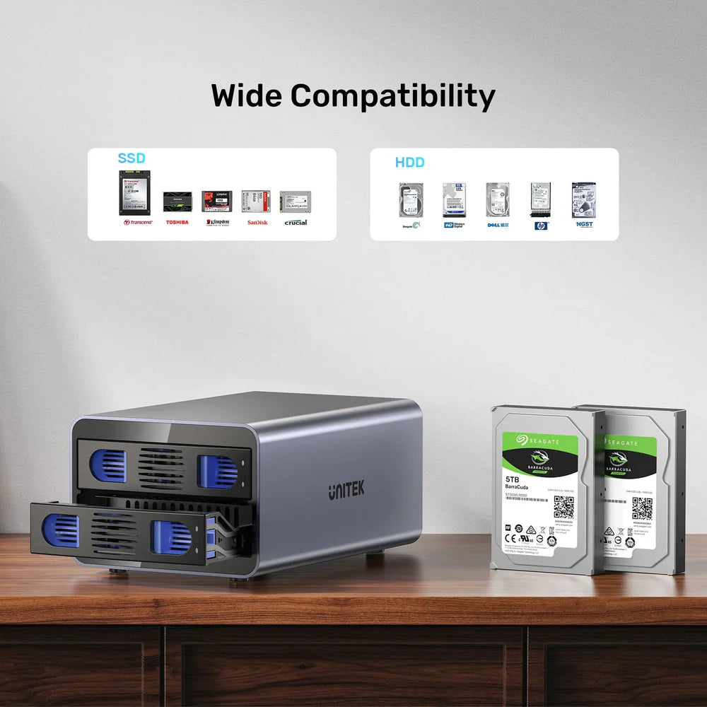 UNITEK S1308C 2-Bay USB-C RAID External Hard Drive Enclosure