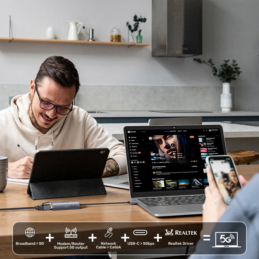 UNITEK U1343AGY01 USB-C to 5Gbps Ethernet Adapter