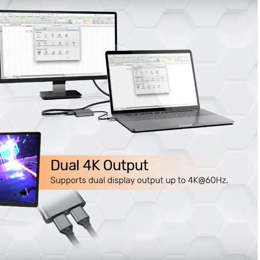 UNITEK V1404A USB-C to Dual DisplayPort Adapter Support MST