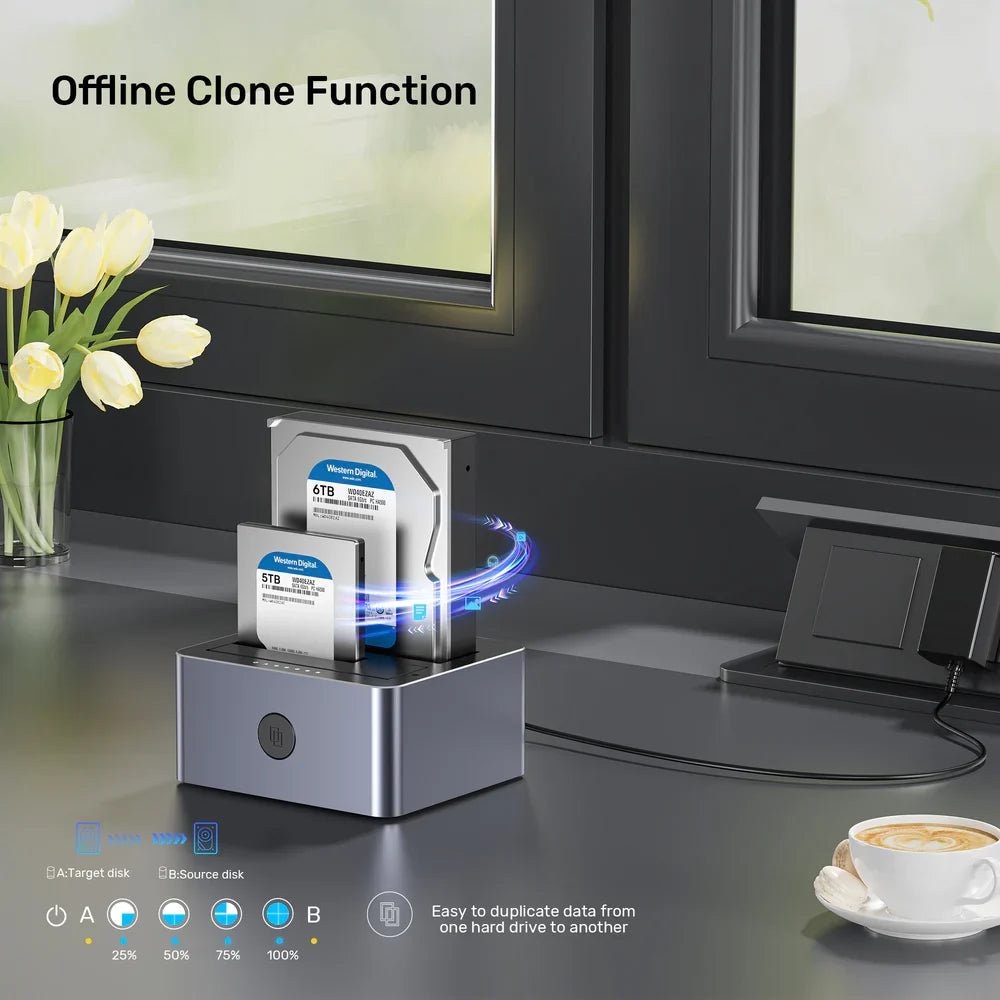 UNITEK Y-3026GY 5Gbps Dual-Bay SATA HDD/SSD Docking Station with Offline Clone