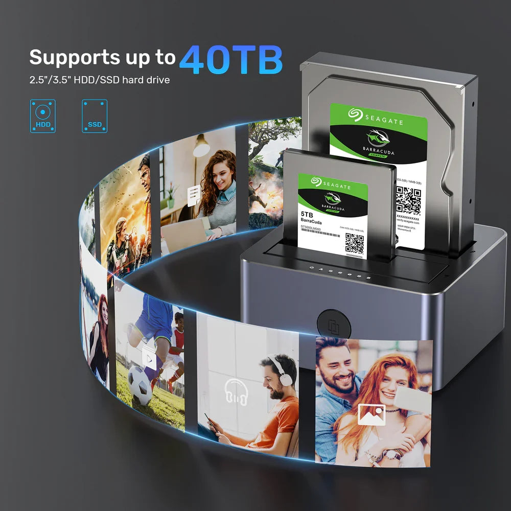 UNITEK Y-3026GY 5Gbps Dual-Bay SATA HDD/SSD Docking Station with Offline Clone