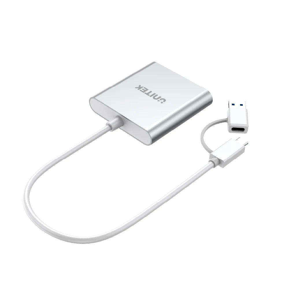 UNITEK Y-9313D 3-Port USB 3.0 Memory Card Reader with USB-C Adapter