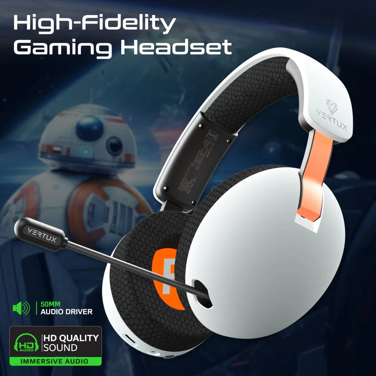 Vertux BB-8 Tri-Mode Wireless Gaming Headset with Retractable Microphone
