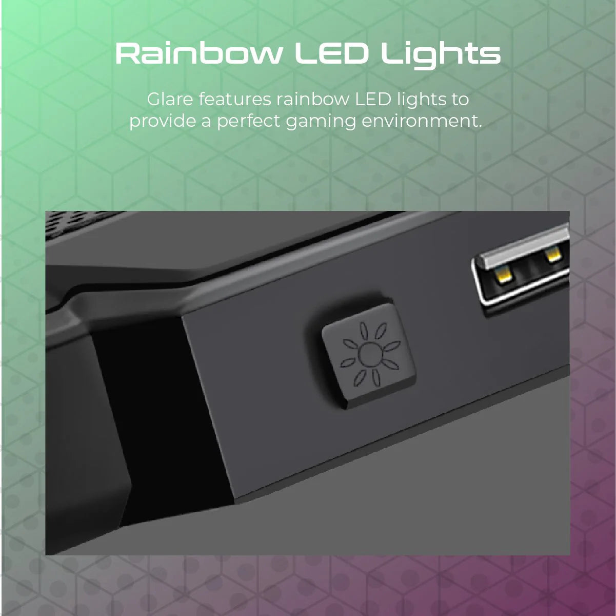 Vertux Glare Quiet Cooling Laptop Stand with Rainbow LED Lights